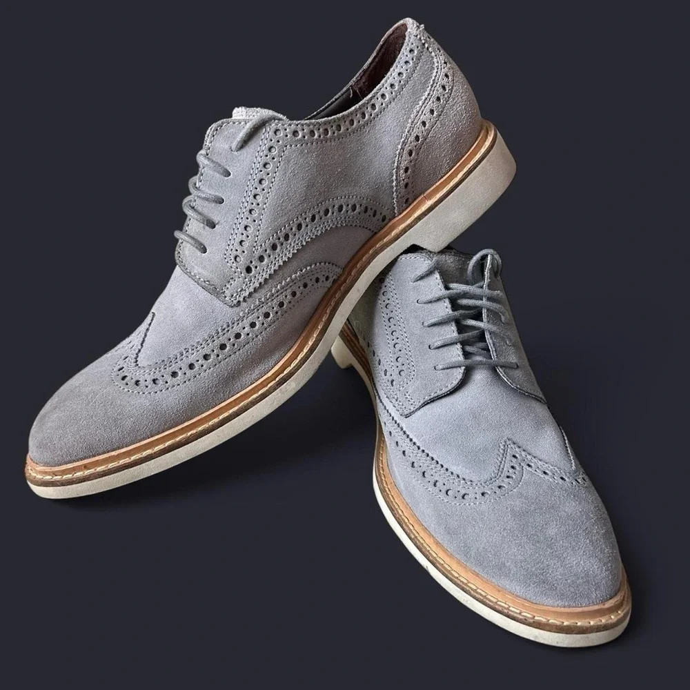 Cole Haan Men’s Grand Wingtip Oxfords – Grey, Men’s 10